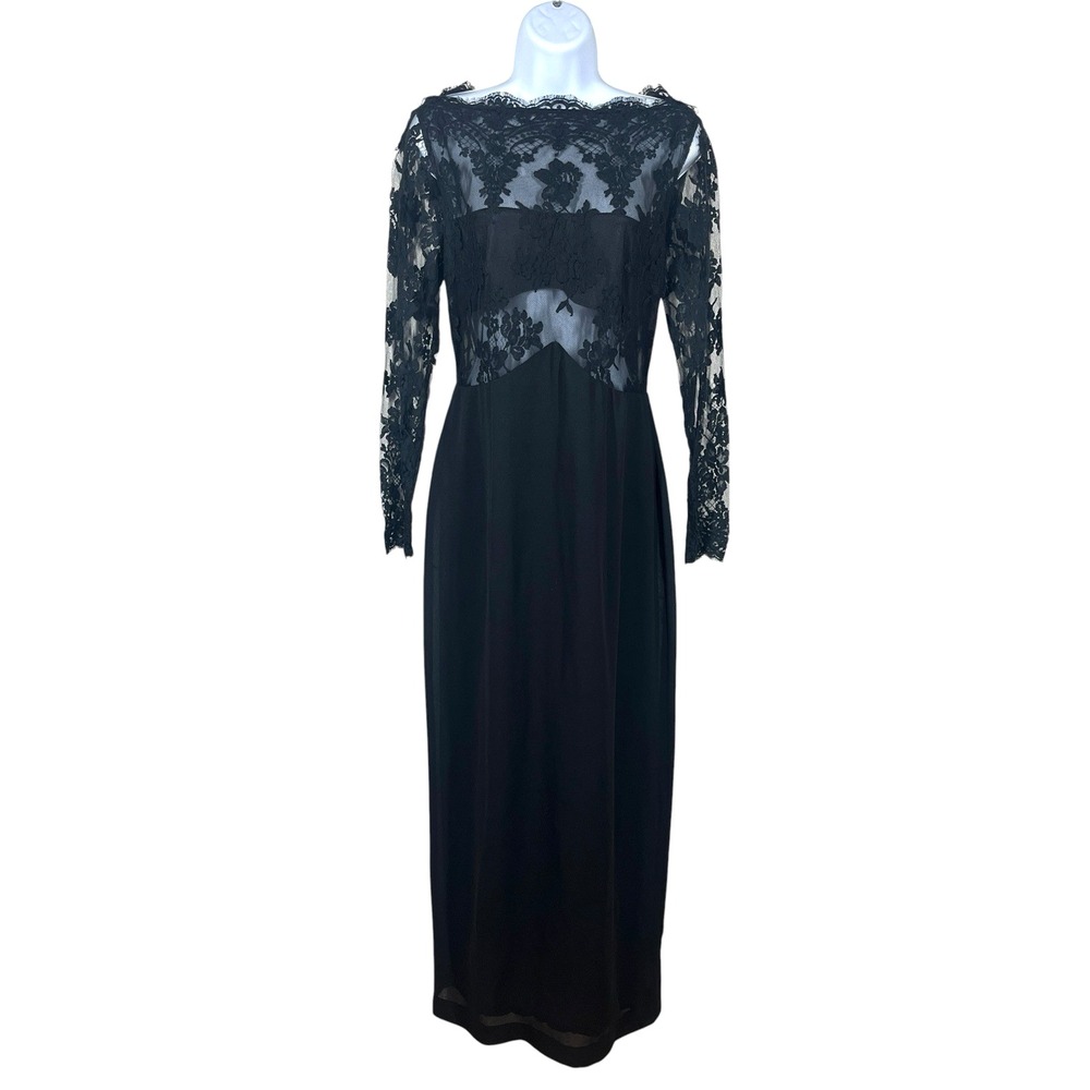 Jahn & Pill Vintage 80s Dress Sz 10 Black Lace Bodice Dark Romance Femme Fatale